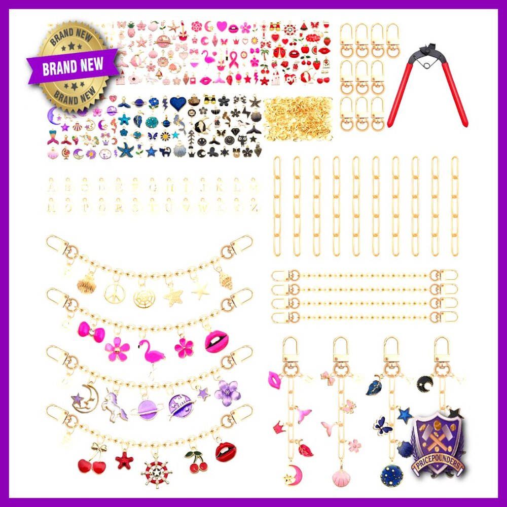 Gold Plated Charms Jewelry Making Kit 545pcs Diy Craft Accessories Modern